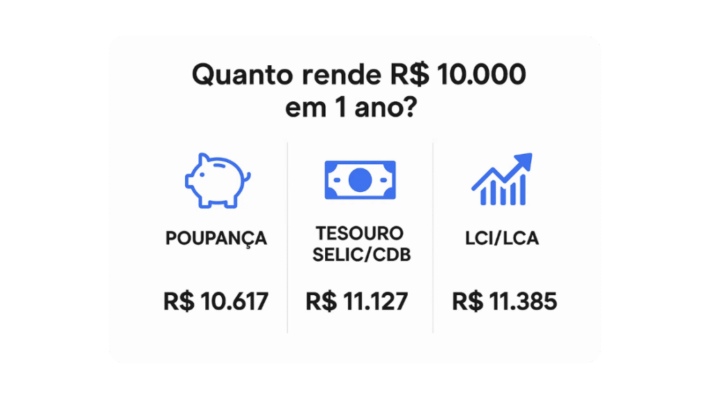 Quanto rende R$ 10.000 na poupança em 1 ano?