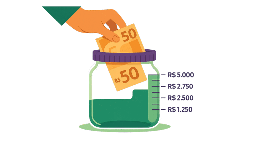 Se eu investir R$ 50 por mês, em quanto tempo chego a R$ 5.000?