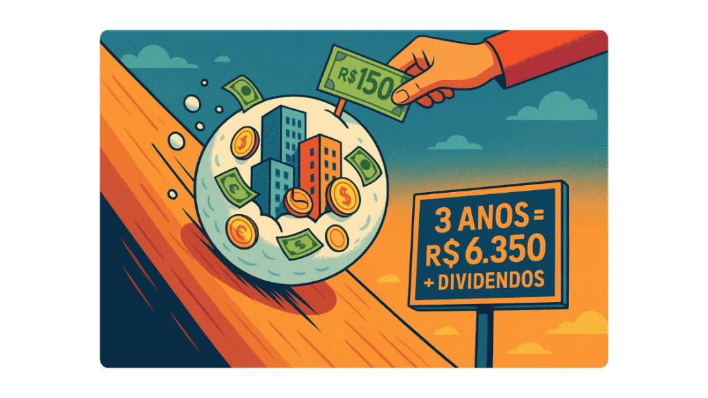 Se eu investir R$ 150 por mês em fundos imobiliários, quanto terei depois de 3 anos?