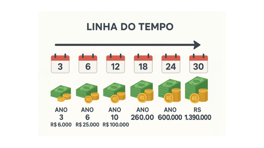 É possível chegar a R$ 1 milhão investindo pouco? Sim, mas só no longo prazo